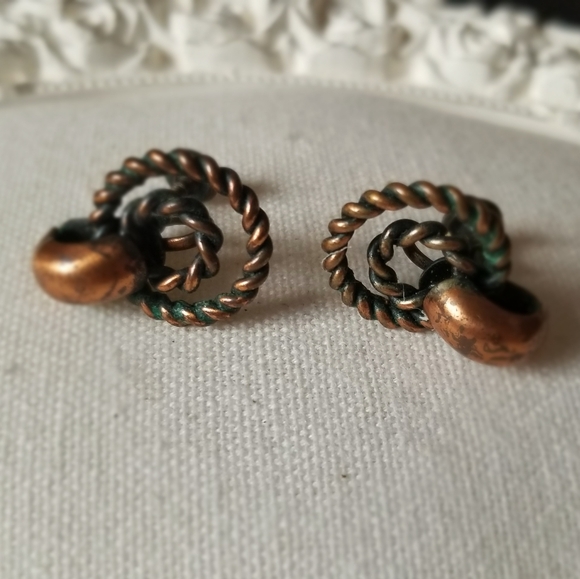 Vintage/Antique Screw-on Copper Earrings - Picture 1 of 10